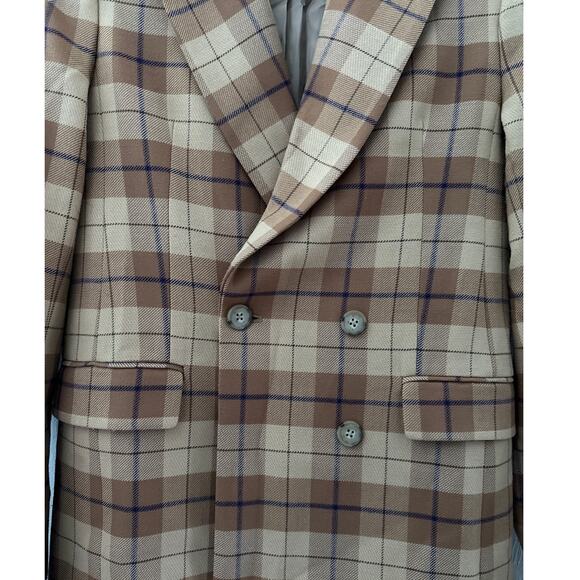 Aritzia Wilfred Wool-Blend Margaux Plaid Double Breasted Blazer Brown Size 0 - Picture 8 of 11